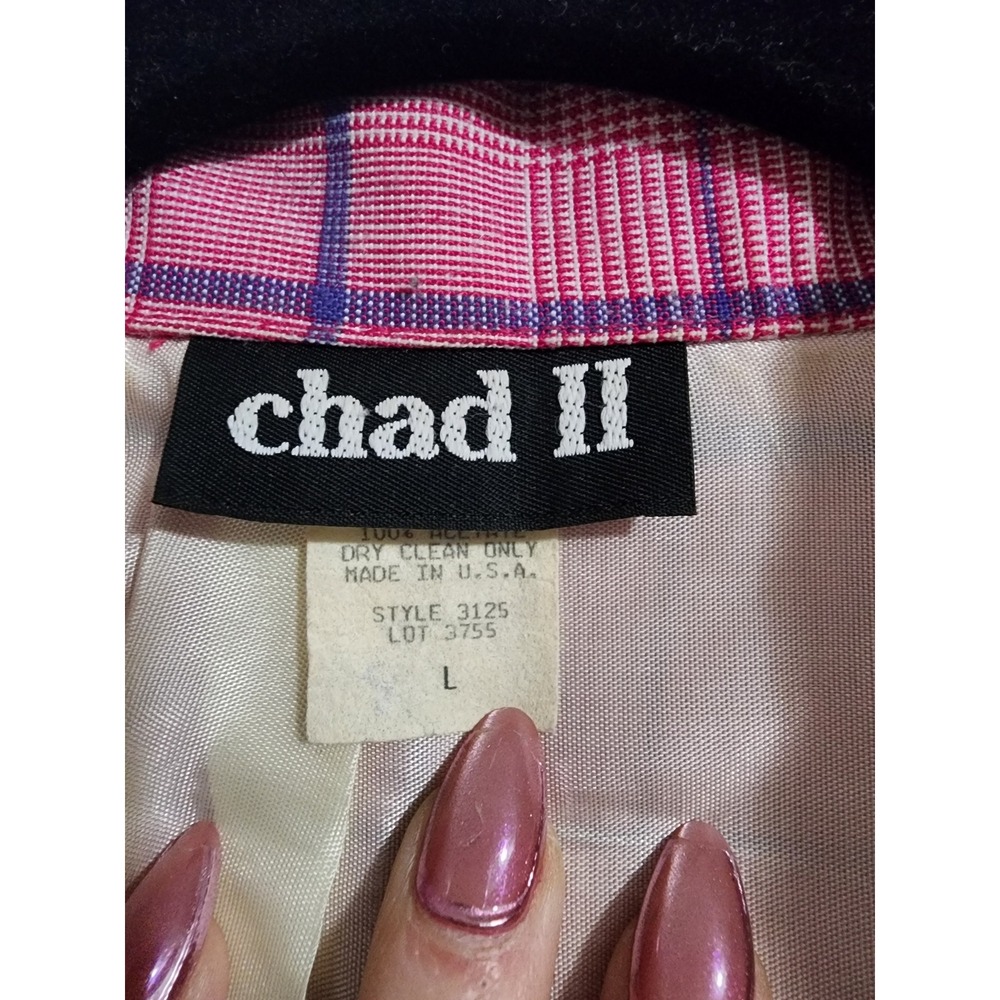 Vintage Chad II Mens Pink Purple Plaid Blazer Jacket Made in USA Size L 3125 - Picture 2 of 9